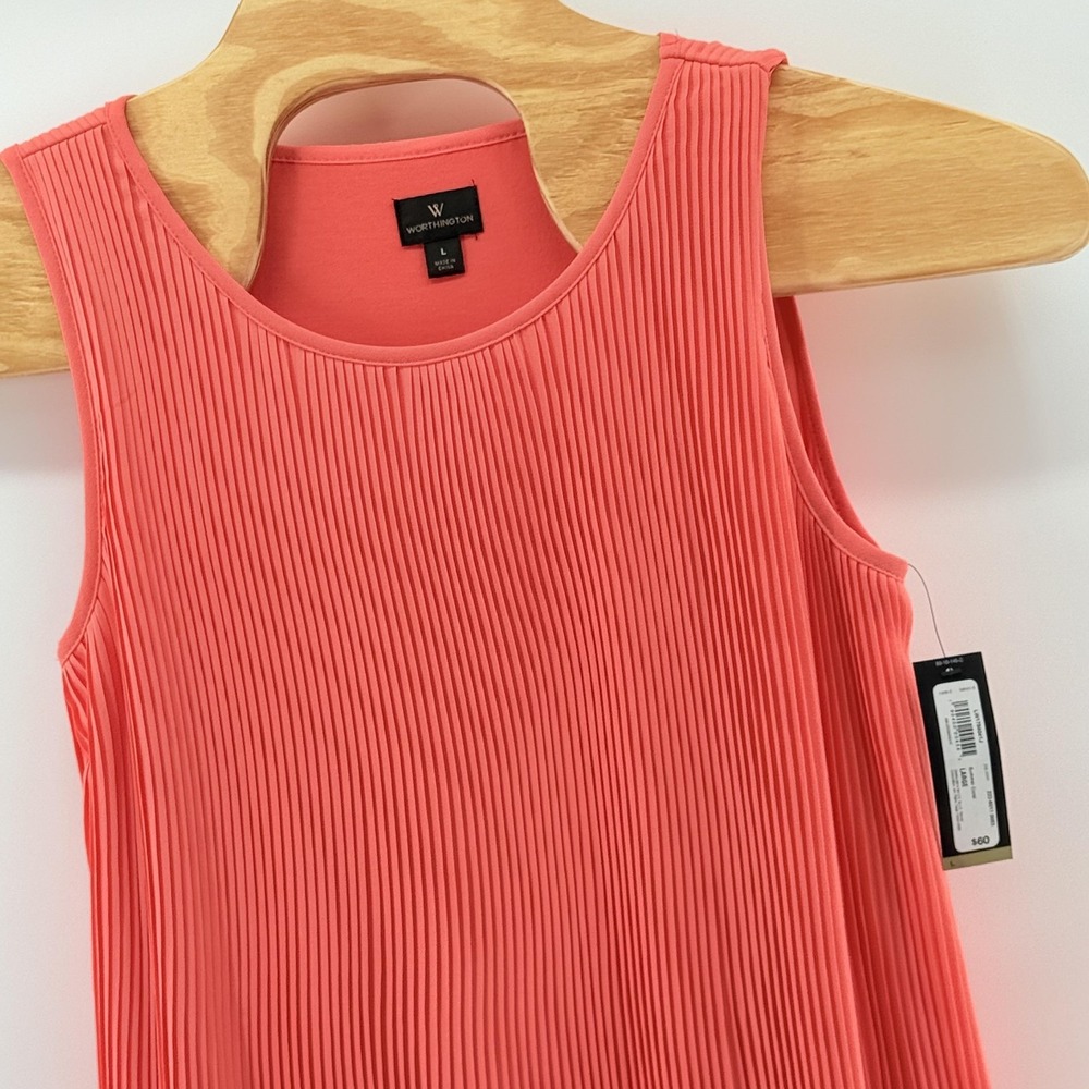 Worthington Dress Womens Large Sleeveless Pleated Midi‎ Tank Summer Party Swing